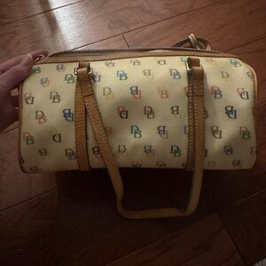 Dooney & Bourke Cream/yellow Multicolor Logo Shoulder Bag